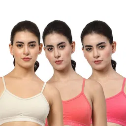 LILY Women Pack Of 3 Full Coverage Non Padded Non-Wired Regular Workout Bra stropsyliad image 2