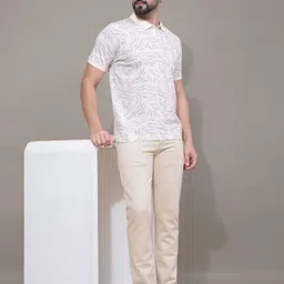 Crimsoune Club Men Floral Printed Polo Collar Cotton Slim Fit T-shirt image 2
