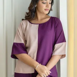 MODA-Q Round Collar Short Sleeve Top With Trousers Co-Ords image 5