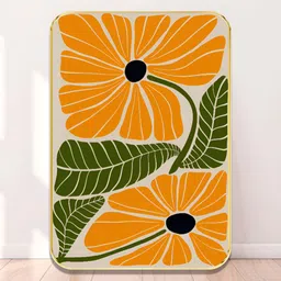 SAF Orange Colored & White Floral Printed Wall Art image 4