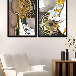 Myntra Elegant Homes White & Black 2Piece Abstract Printed Canvas Wall Arts-picture-7