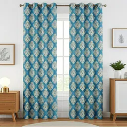 UrbanArts Blue Ethnic Motifs Room Darkening Window Curtain image 3