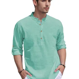 APEKTRA Slim Fit Band Collar Full Sleeves Short Kurta-picture-16