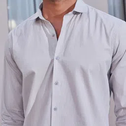 Zeyo Men Relaxed Fit Solid Cutaway Collar Cotton Casual Shirt image 3