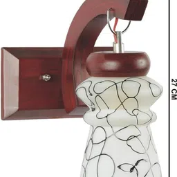 1ST TIME Black & Brown Printed Wood Traditional Abstract Shaped Shaped Wall Lamp image 3