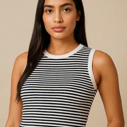Western Darji Women Horizontal Stripes Striped Sleeveless Tank Crop Top-picture-38