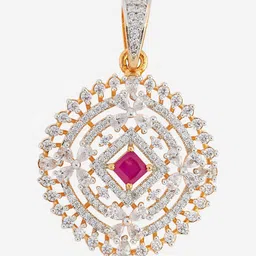 Kushal's Fashion Jewellery Rhodium Gold-Plated Cubic Zirconia Studded Square Pendant image 2