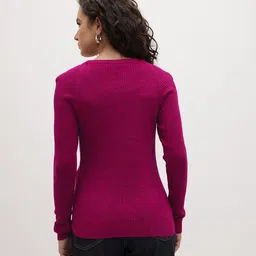 The Roadster Life Co. Ribbed Pure Acrylic Raglan Sleeves Pullover image 3