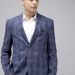 Theme Checked Slim Fit Notched Lapel Single-Breasted Formal Blazer-picture-13