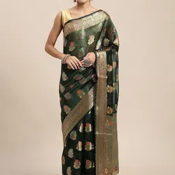 Mitera Ethnic Motifs Zari Organza Kanjeevaram Saree-picture-30
