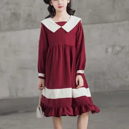 INCLUD Girls Puff Sleeves Fit & Flare Dress-picture-23