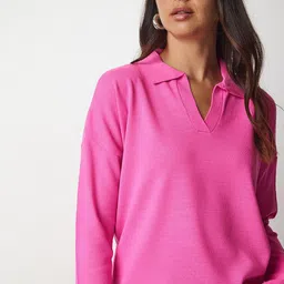Happiness istanbul Women Shirt Collar Cardigan image 2