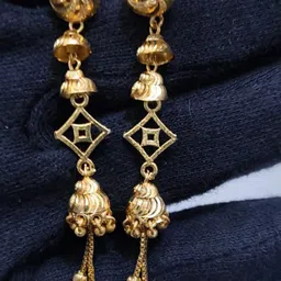 Anshenterpris 2 Gram Gold-Plated Hanging Sui Dhaga Temple Dome Shaped Jhumkas image 2