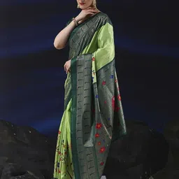 GHAN SALS Ethnic Motifs Woven Design Zari Baluchari Saree image 5