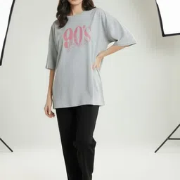 Calm Down Women Typography Printed Drop-Shoulder Sleeves T-shirt image 2