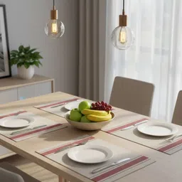 TASKHOUSE 4Pcs Red & Beige Striped Table Placemats image 2