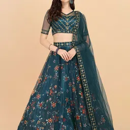 Piludi Embroidered Sequinned Semi-Stitched Lehenga & Unstitched Blouse With Dupatta-picture-42