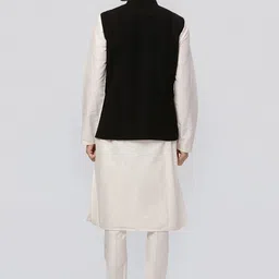 Ethnix by Raymond Mandarin Collar Woven Nehru Jacket image 3