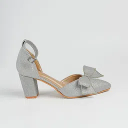 PURPLEHUNT Printed PU Slim Heeled Peep Toes with Bows image 3