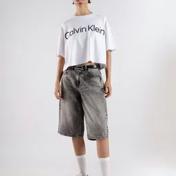 Calvin Klein Jeans Typography Printed Relaxed Fit Drop Shoulder Cotton T-shirt image 4