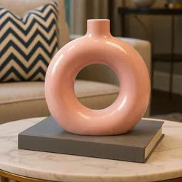 Manifested Decor Pink Ceramic Donut Vases image 1