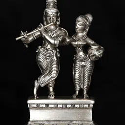 Exotic India Silver-Toned Lord Radha Krishna Religious Idol Showpiece-image-18