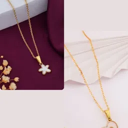 SZN Set Of 2 Gold-Plated Enamelled Star Shaped Pendant With Chain-picture-37