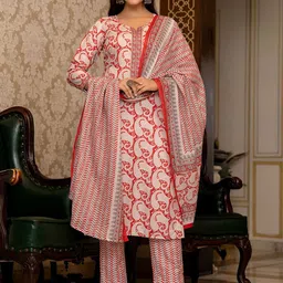 KALINI Women Paisley Printed Regular Kurta with Trousers & Dupatta image 1