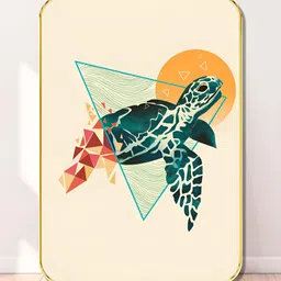 Livin'luxe Cream-Coloured & Green Turtle Wooden Wall Art-picture-22