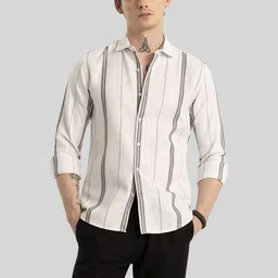 Snitch Men Smart Slim Fit Opaque Striped Casual Shirt image 5