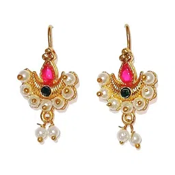 Adhira's Women Gold Alloy Gold-Pleated Classic Studs Earrings-image-71