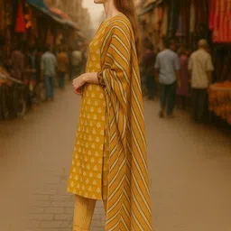 Lookmark Women Ethnic Motifs Printed Kurta with Trousers & Dupatta image 2