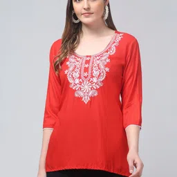 ERUDITE CLUB Ethnic Motifs Embroidered Chikankari Chikankari Kurti-picture-14