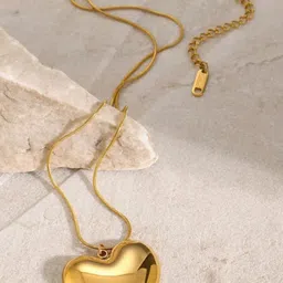 V FASHION JEWELLERY Gold Plated Stainless Steel Heart Shaped Pendant With Chain-picture-34