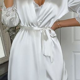 LULU & SKY Self Design Lace Trimmed Baby Doll with Robe-picture-41