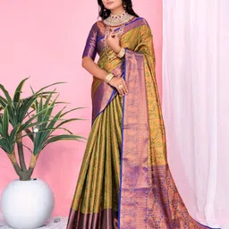 AKSH FASHION Woven Design Zari Silk Blend Banarasi Saree-picture-56