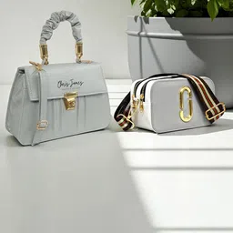 CLARIS JAMES Women Set of 2 Solid Structured Handheld Bag-picture-33