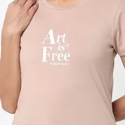 R&B Women Relaxed Fit Typography Printed Round Neck T-shirt image 2