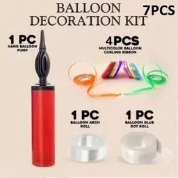 k a enterprises Solid Balloon Decorating Garland -1Tape Strip,1Glue dot,1Balloon Pump, 4 Ribbon Balloon-picture-33