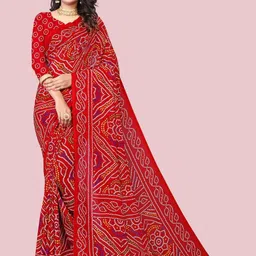 KANOODA Bandhani Printed Pure Georgette Saree-image-88
