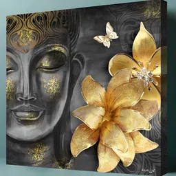 RANDOM Gold-Toned & Black 1 Piece Canvas Religious Wall Paintings image 2