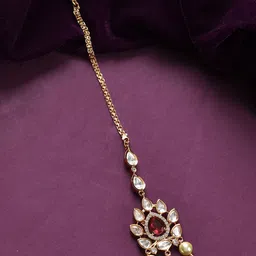 Voylla Gold-Plated Kundan Studded Maang Tikka Head Jewellery-picture-10