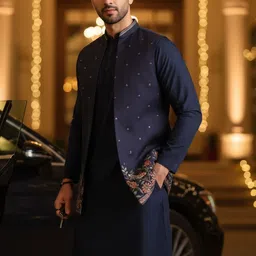 KISAH Men Embellished Kurta Front Open Nehru Jacket & Trouser-picture-22