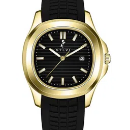 Sylvi Men Patterned Dial Analogue Watch NIC-BLK-Gold-BLK image 2