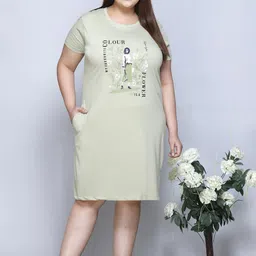 IN Love Pack of 2 Women Plus Size Front Printed Cotton Nighty Chemise image 2