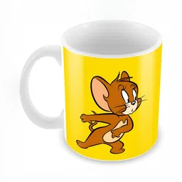 Mr UVD White & Yellow Graphic Printed Ceramic Glossy Mug 350 ml image 2