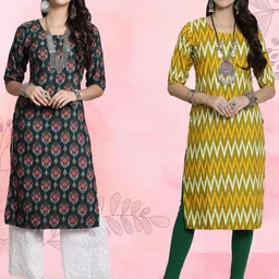 Ethnic basket Women Pack Of 2 Multicoloured Crepe Kurtas-picture-33