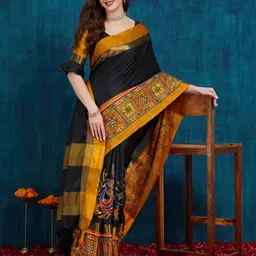 RAJGRANTH Ethnic Motifs Embroidered Pure Silk Heavy Work Banarasi Saree-image-33