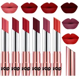 VOLO Set Of 6 Creme Matte Lipsticks - Dark Peach -Red -Tomato Red -Maroon -Cherry -Orange image 1
