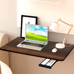 Torche Brown Wooden Wall Mounted Foldable Study Table-picture-49